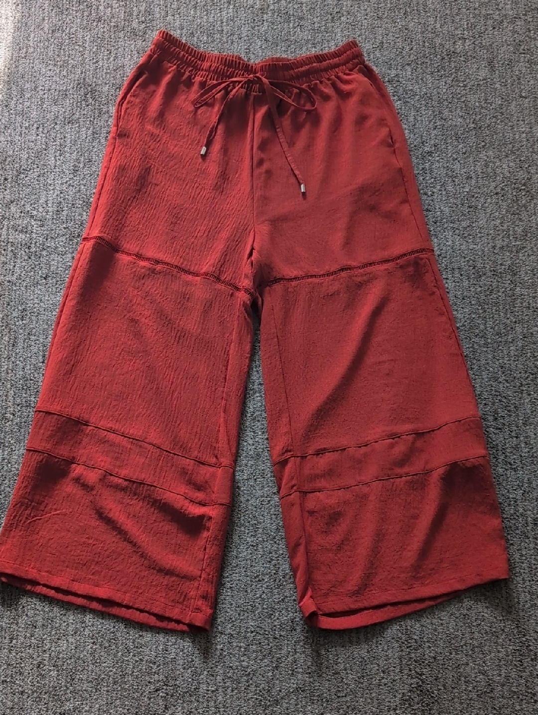 Grace Karin Orange Elastic Waist Wide-Leg Pants